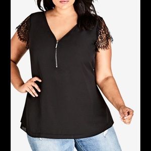 NWT City Chic black lace zip up size XXL 24